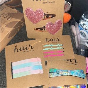Glitter Heart Hair Clips and Colorful Hair Accessories Set